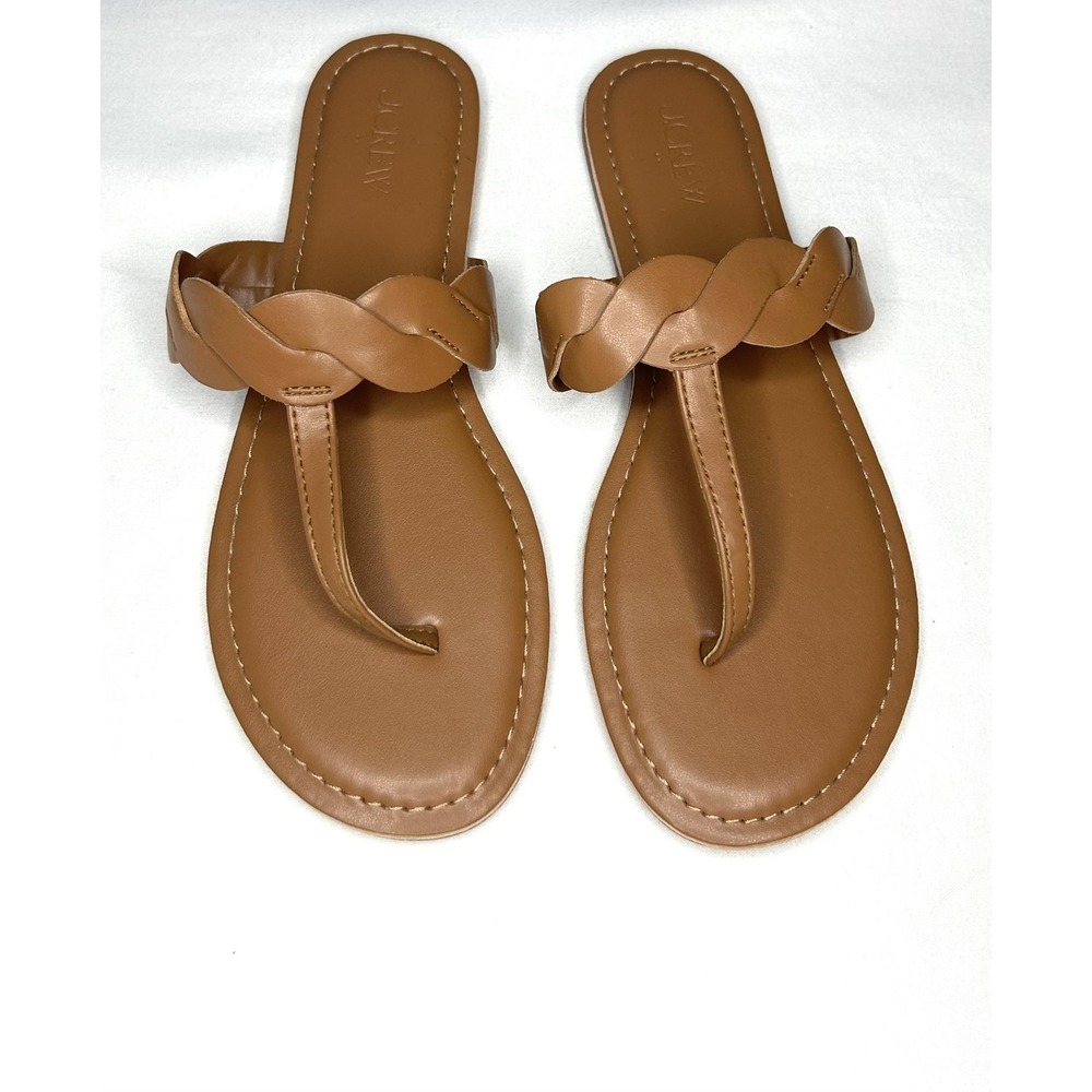 J Crew Sandals Womens 8 / 39 Cedar Wood Brown Braided Thong Flip Flops Flat Cute - Picture 6 of 12